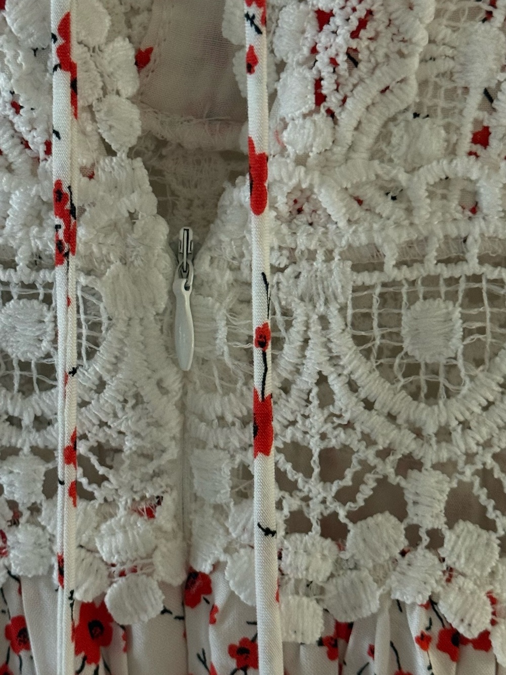 Angel Biba White Floral Lace Mini Dress S Romantic Cottagecore Boho Dress - Picture 11 of 14